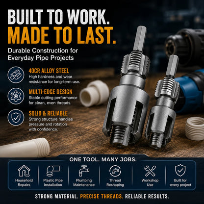 Purpose-Built Drill-Powered Pipe Thread Cutting Bit – Internal &