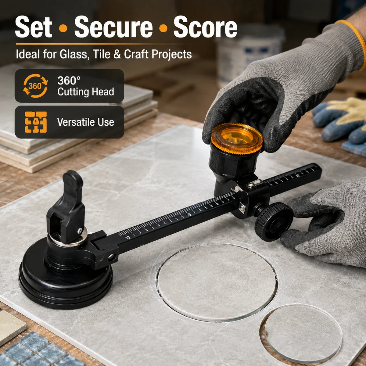 Adjustable Glass Circle Cutter for Tile and Ceramic, up to 300mm