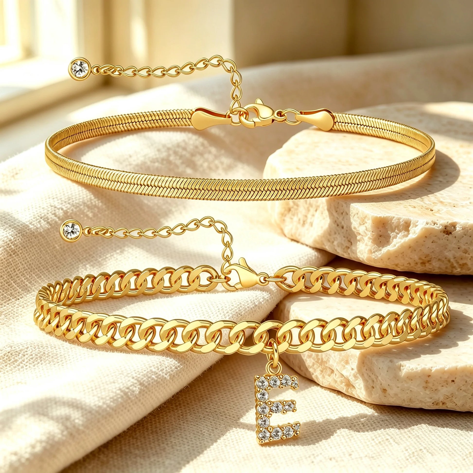 Purpose-Built Gold Initial Anklet – 14K Gold Plated, Waterproof