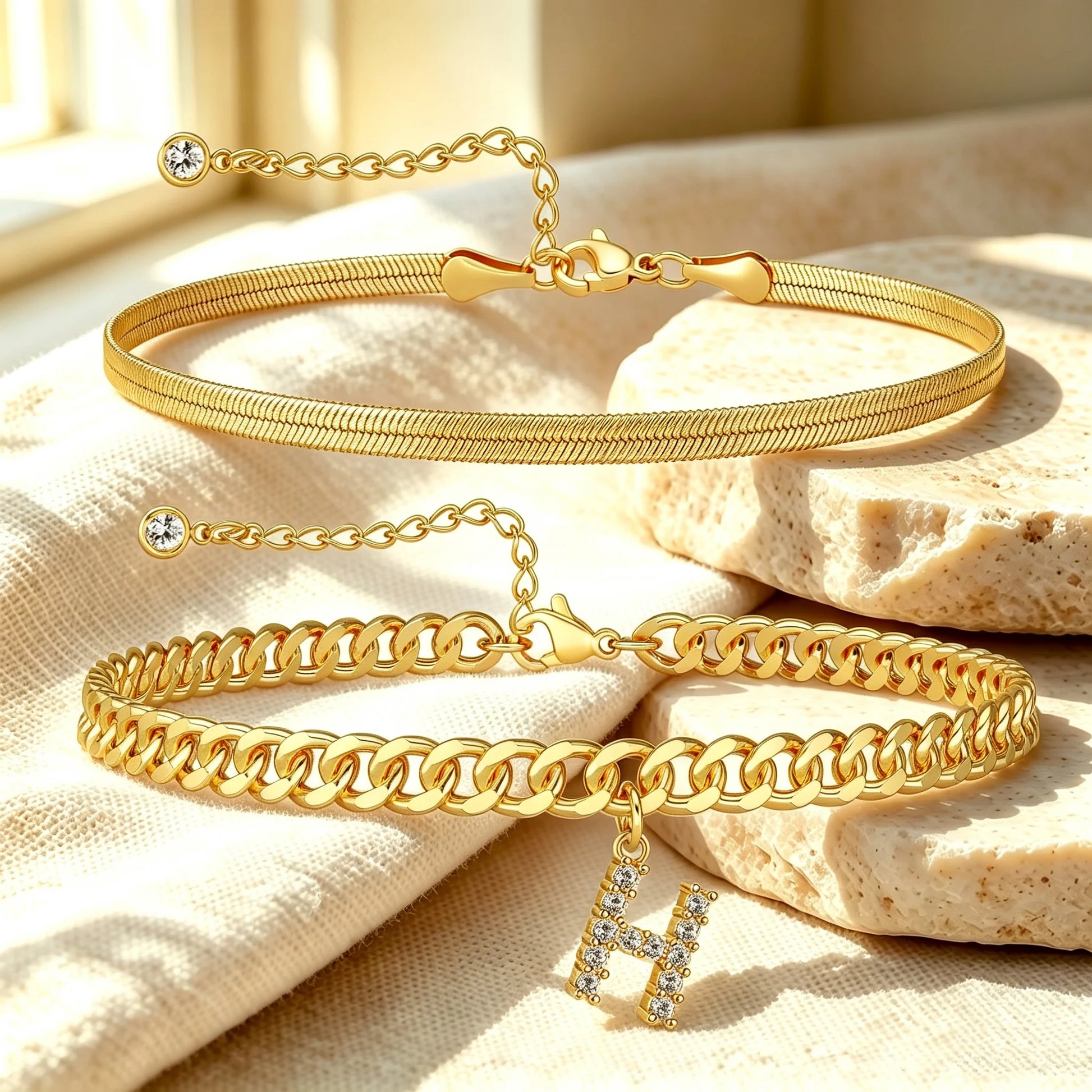 Purpose-Built Gold Initial Anklet – 14K Gold Plated, Waterproof