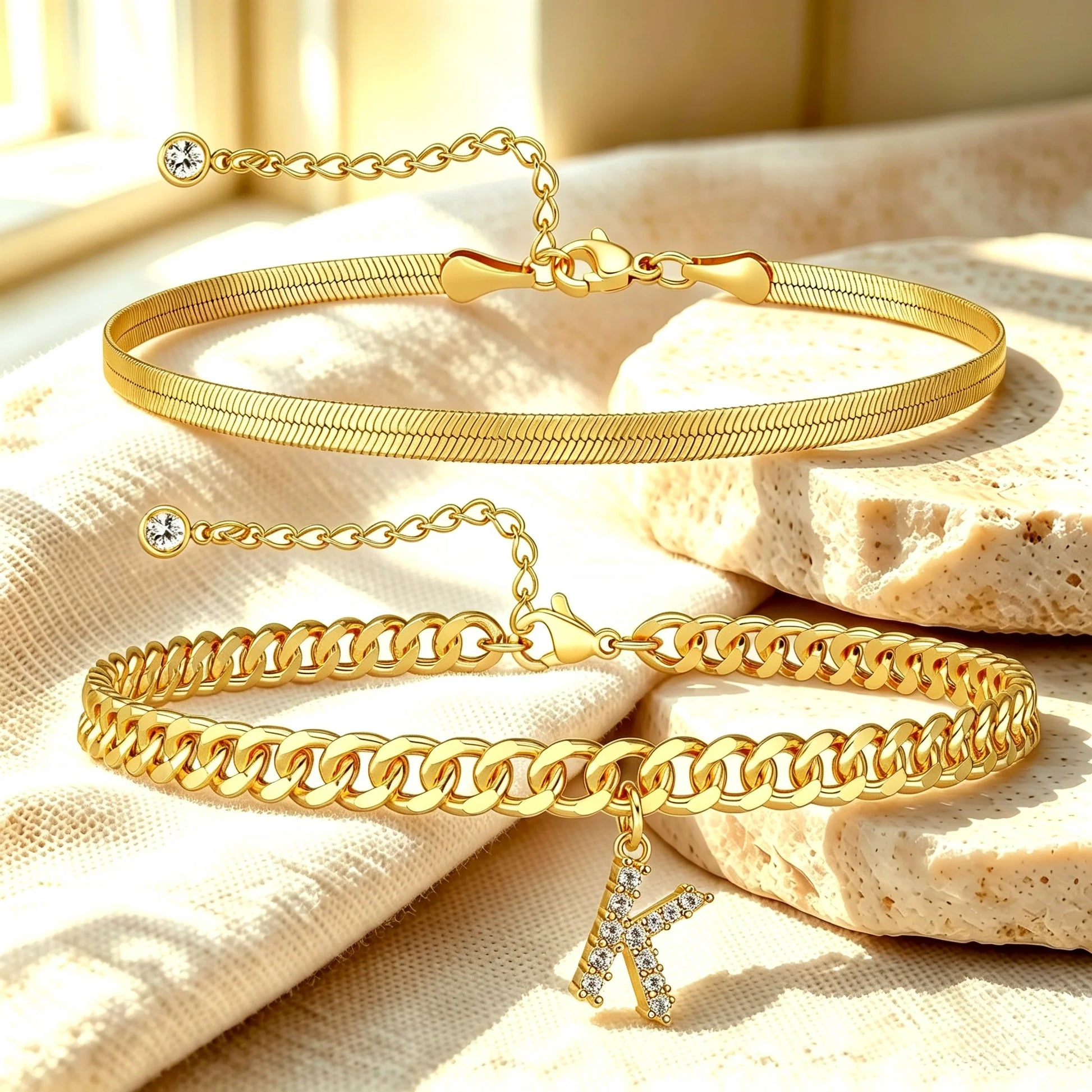 Purpose-Built Gold Initial Anklet – 14K Gold Plated, Waterproof