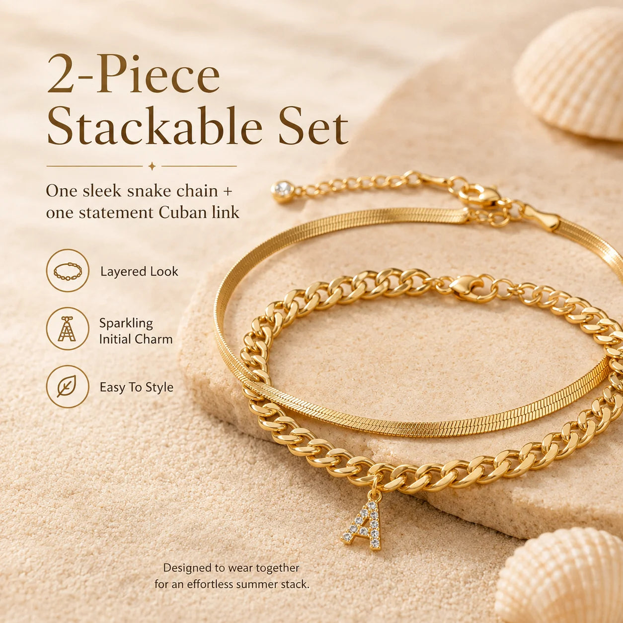 Purpose-Built Gold Initial Anklet – 14K Gold Plated, Waterproof
