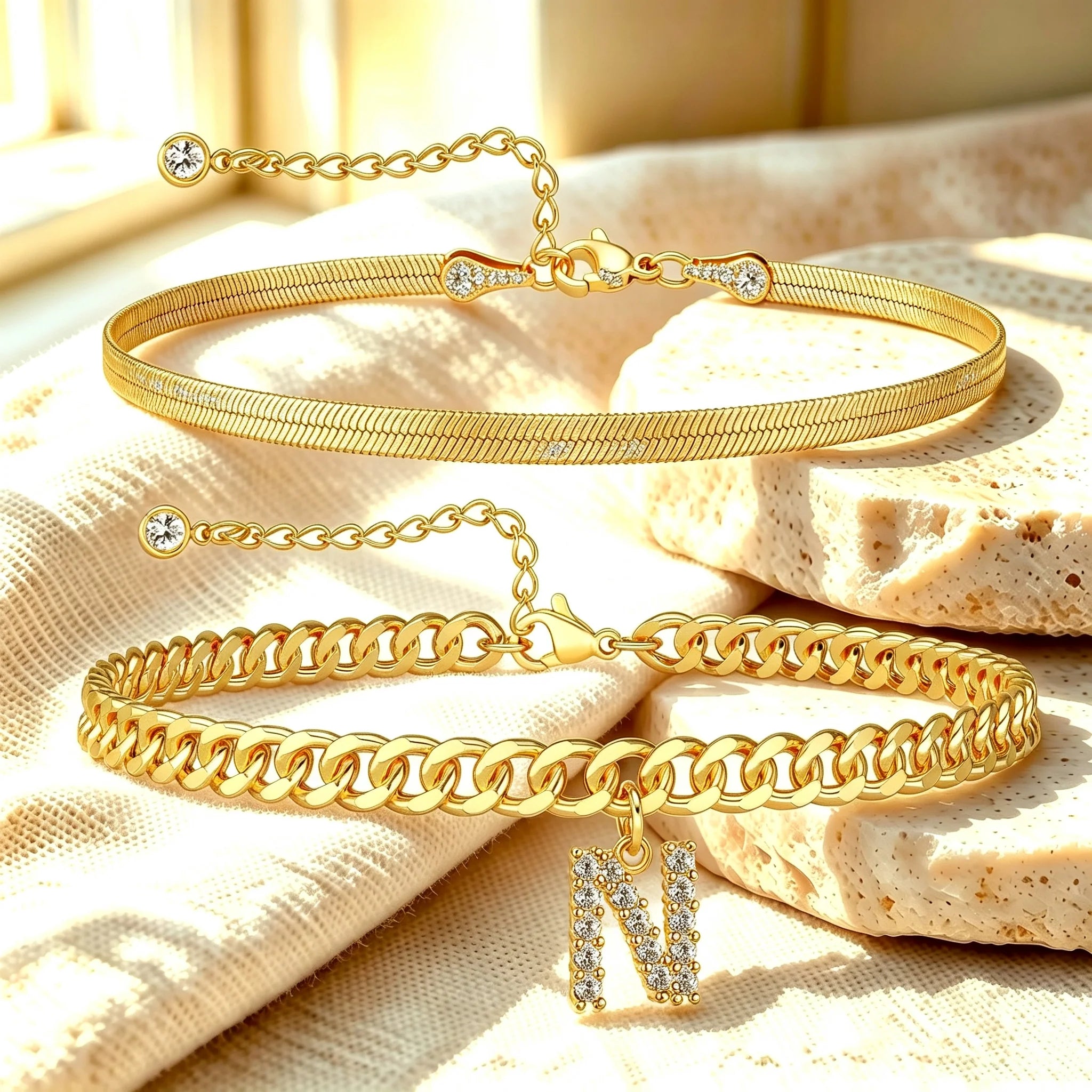 Purpose-Built Gold Initial Anklet – 14K Gold Plated, Waterproof