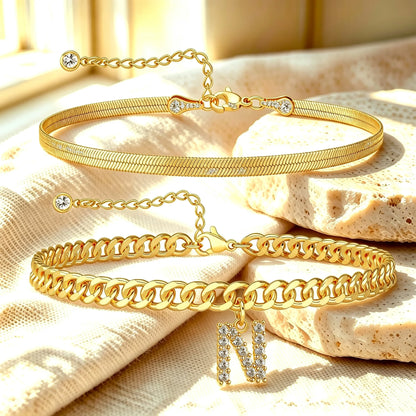 Purpose-Built Gold Initial Anklet – 14K Gold Plated, Waterproof
