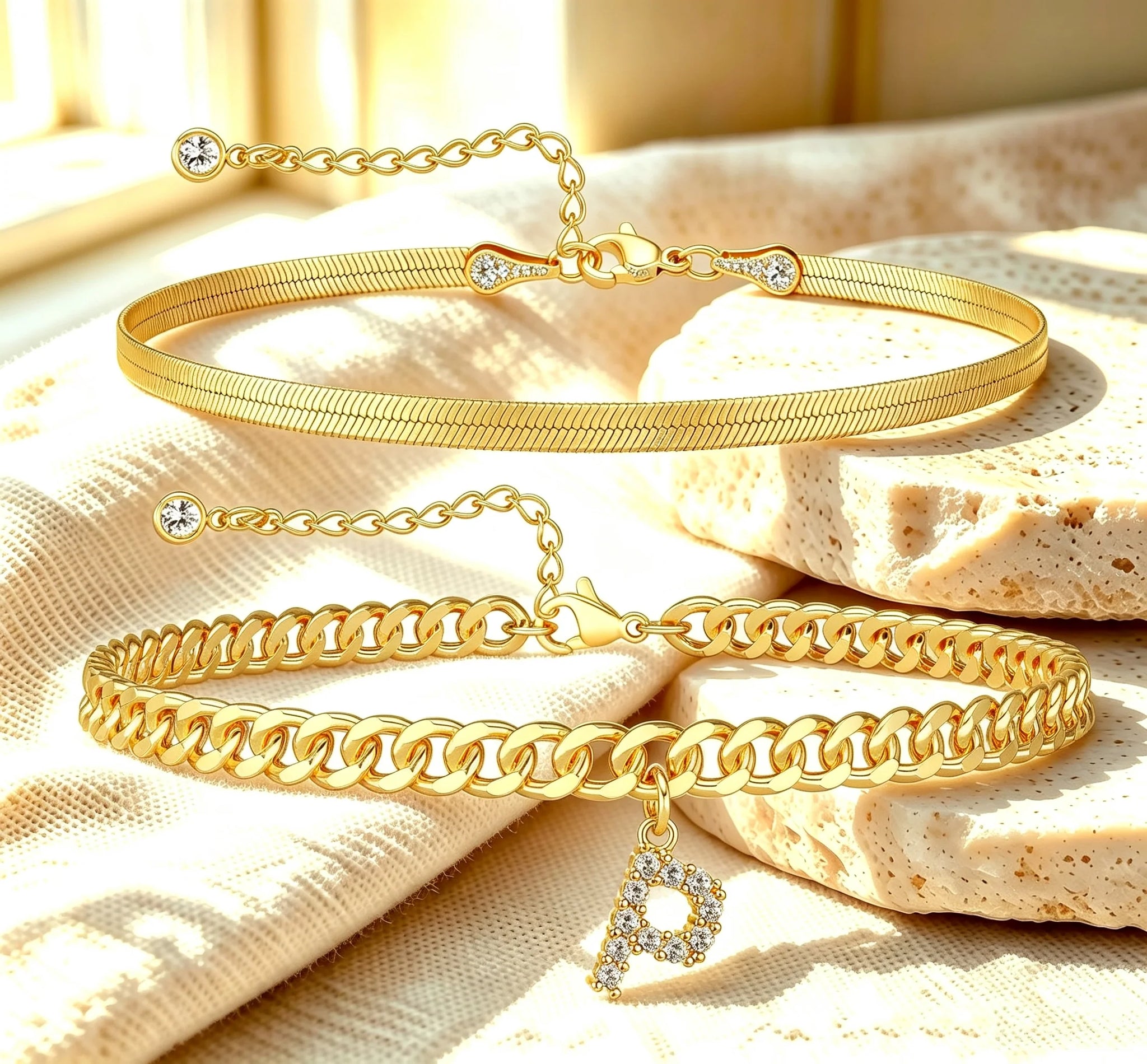Purpose-Built Gold Initial Anklet – 14K Gold Plated, Waterproof