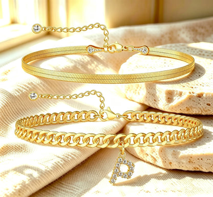 Purpose-Built Gold Initial Anklet – 14K Gold Plated, Waterproof