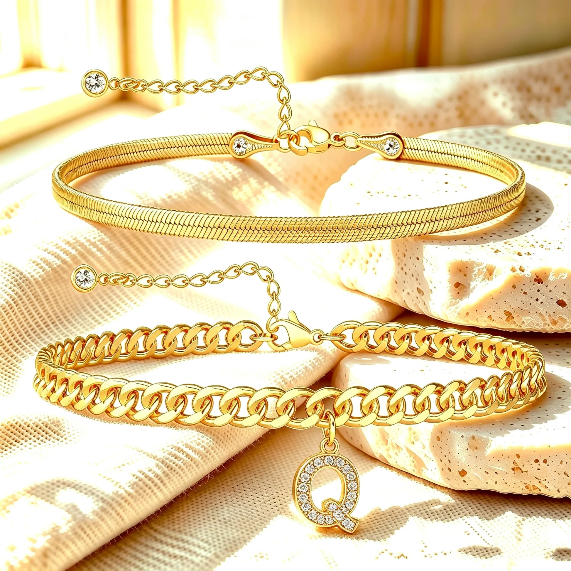 Purpose-Built Gold Initial Anklet – 14K Gold Plated, Waterproof