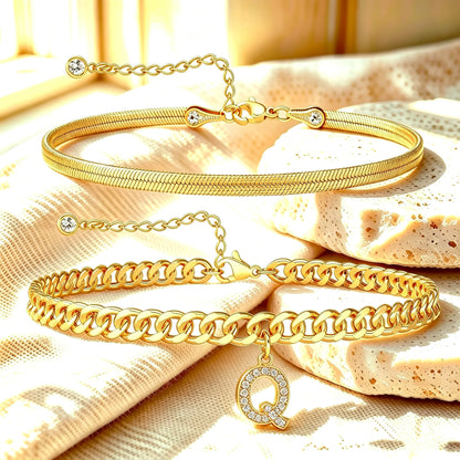 Purpose-Built Gold Initial Anklet – 14K Gold Plated, Waterproof