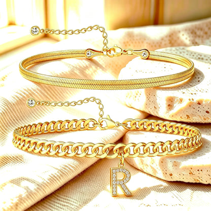 Purpose-Built Gold Initial Anklet – 14K Gold Plated, Waterproof