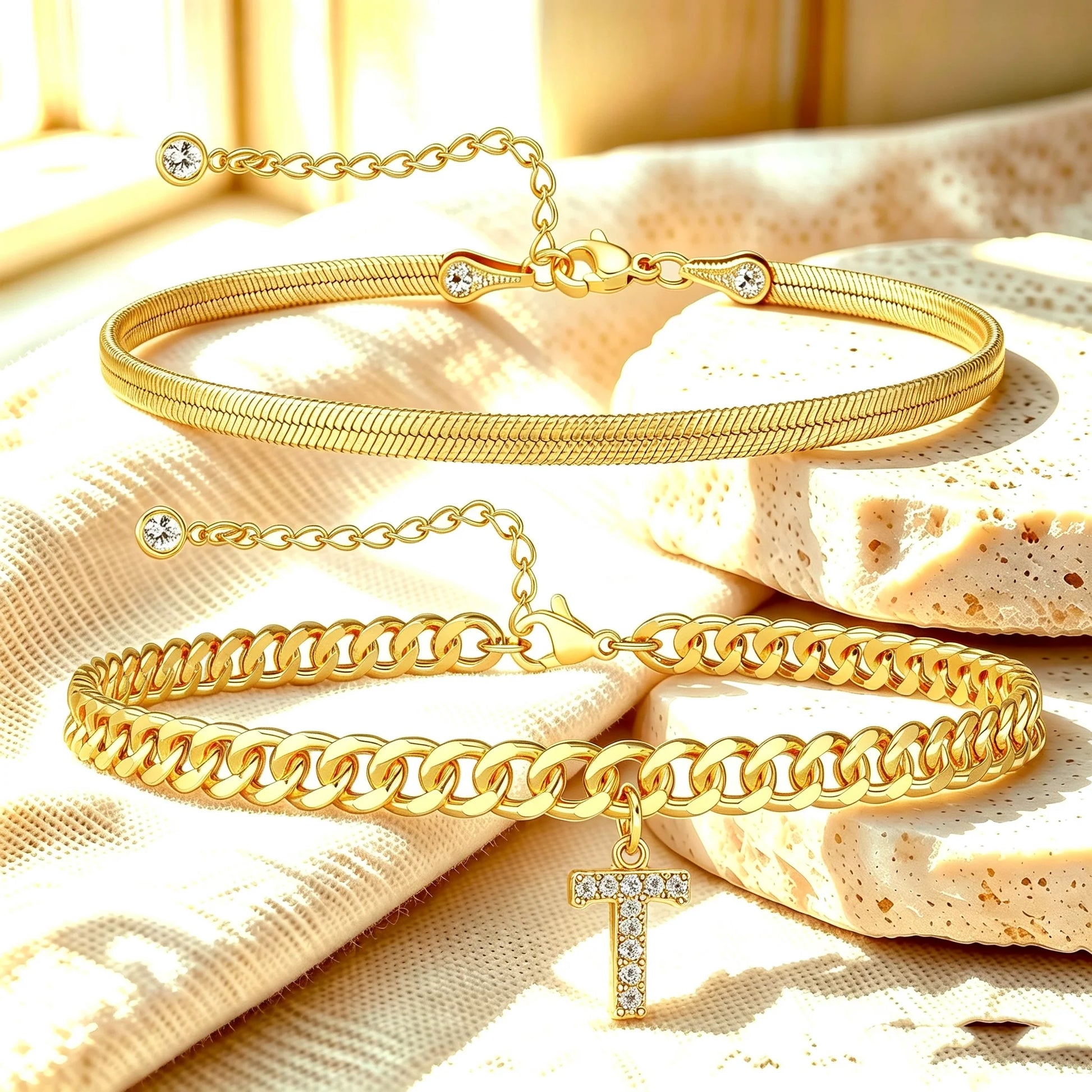Purpose-Built Gold Initial Anklet – 14K Gold Plated, Waterproof