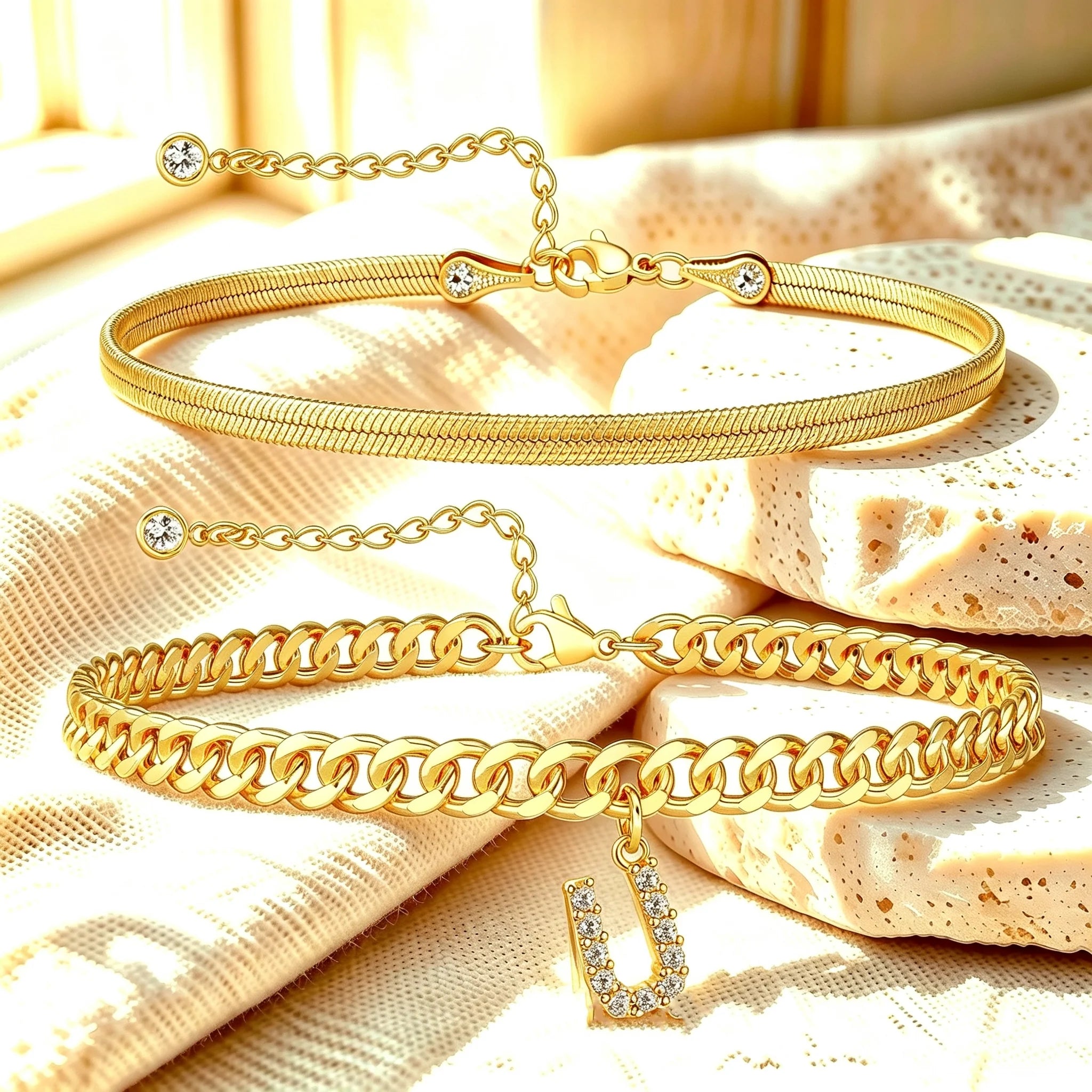 Purpose-Built Gold Initial Anklet – 14K Gold Plated, Waterproof