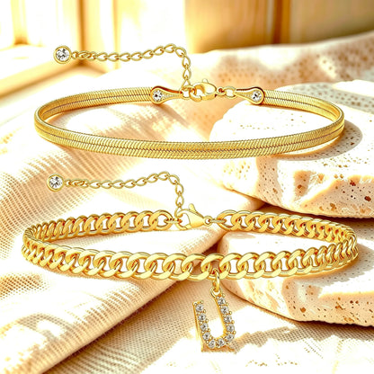 Purpose-Built Gold Initial Anklet – 14K Gold Plated, Waterproof