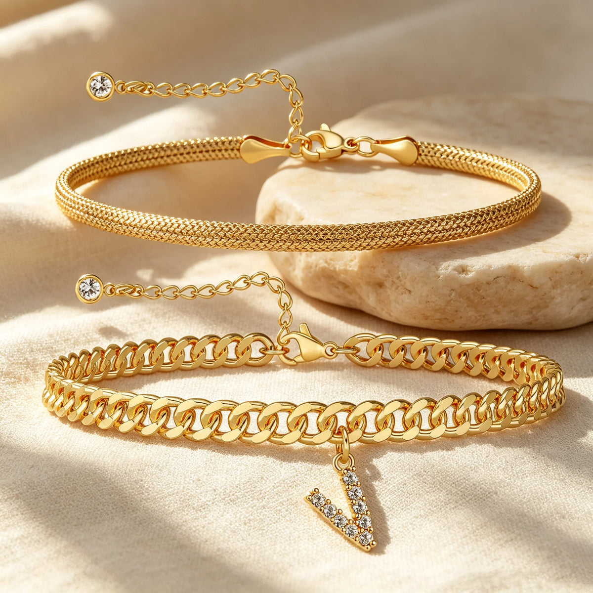 Purpose-Built Gold Initial Anklet – 14K Gold Plated, Waterproof