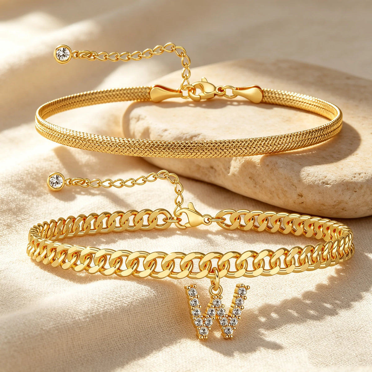 Purpose-Built Gold Initial Anklet – 14K Gold Plated, Waterproof