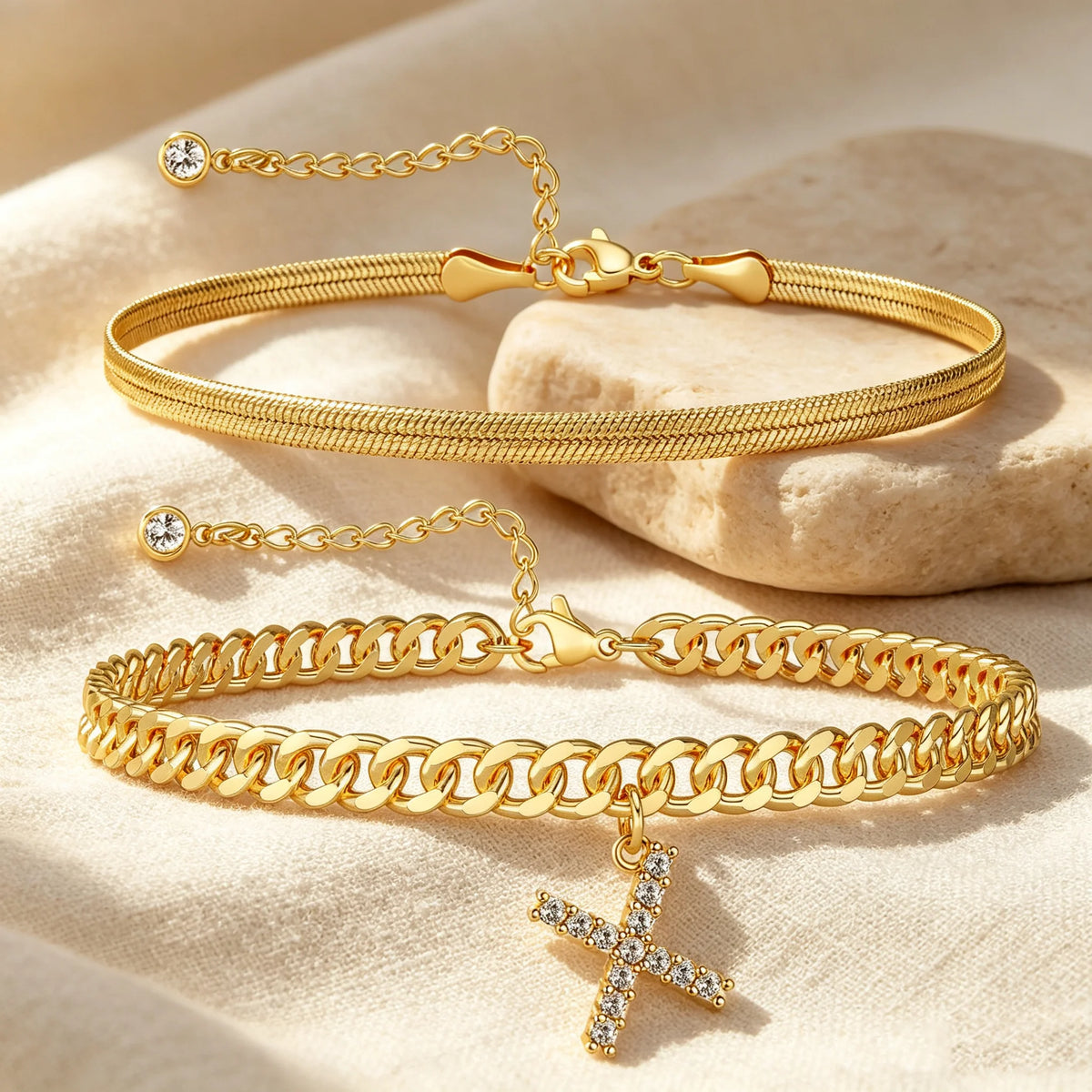 Purpose-Built Gold Initial Anklet – 14K Gold Plated, Waterproof