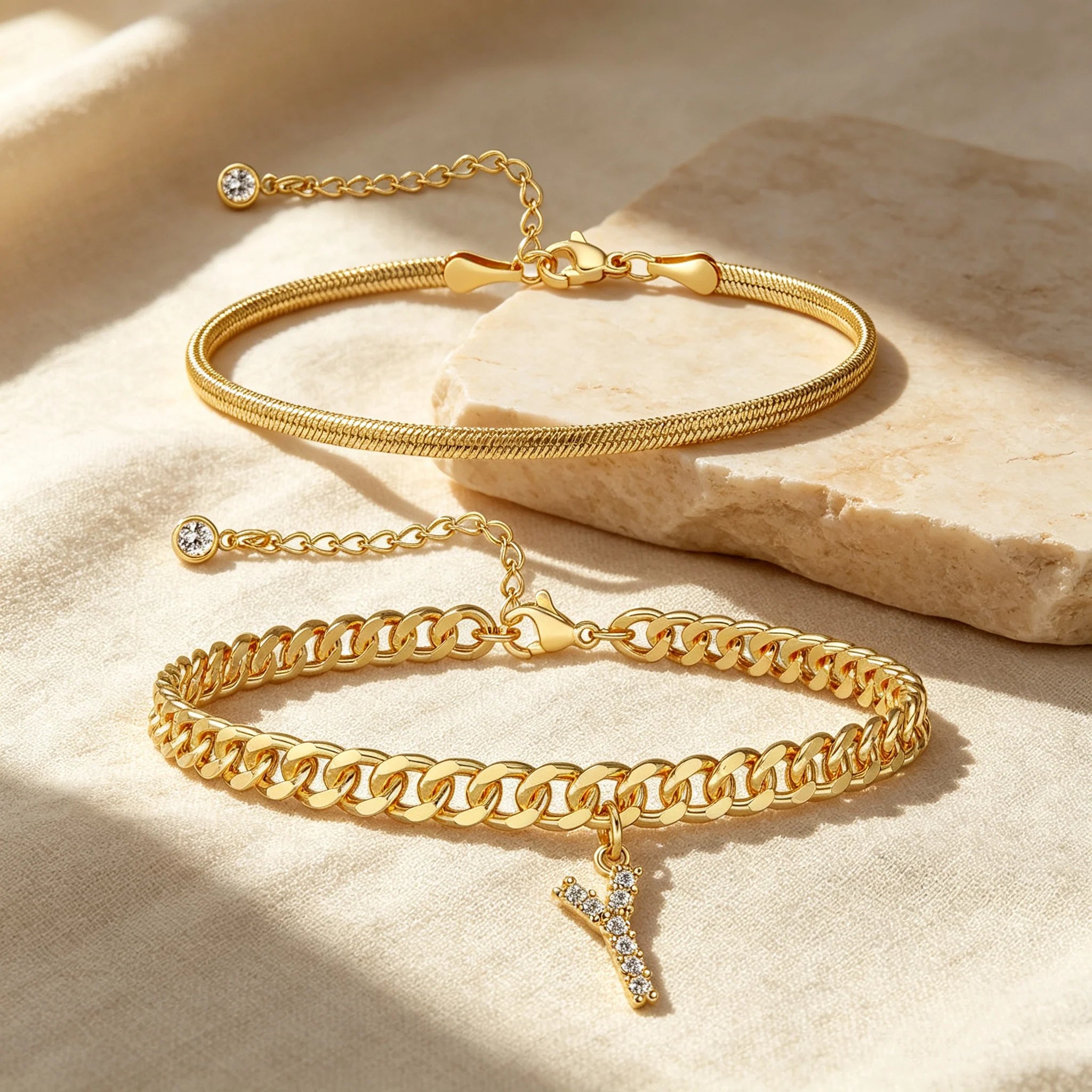 Purpose-Built Gold Initial Anklet – 14K Gold Plated, Waterproof