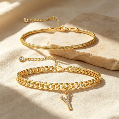 Purpose-Built Gold Initial Anklet – 14K Gold Plated, Waterproof