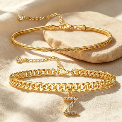 Purpose-Built Gold Initial Anklet – 14K Gold Plated, Waterproof