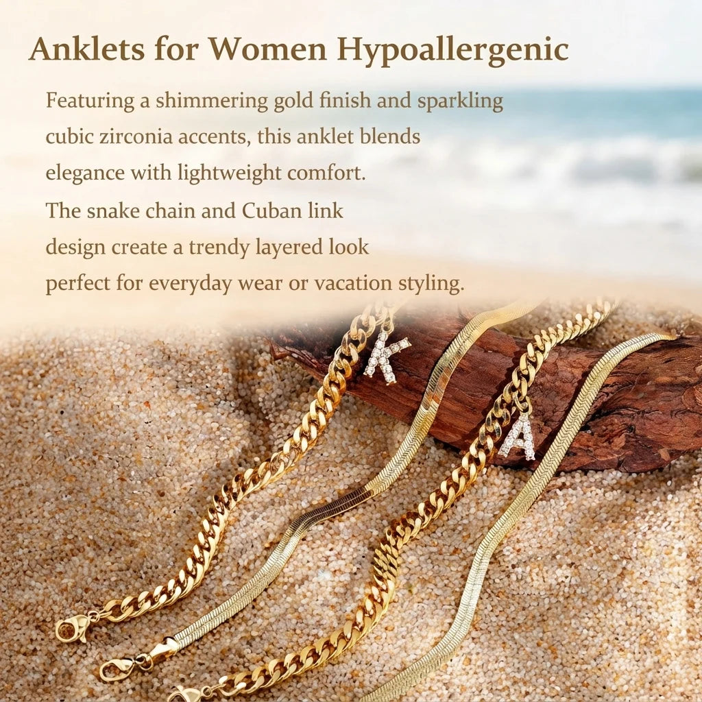 Purpose-Built Gold Initial Anklet – 14K Gold Plated, Waterproof