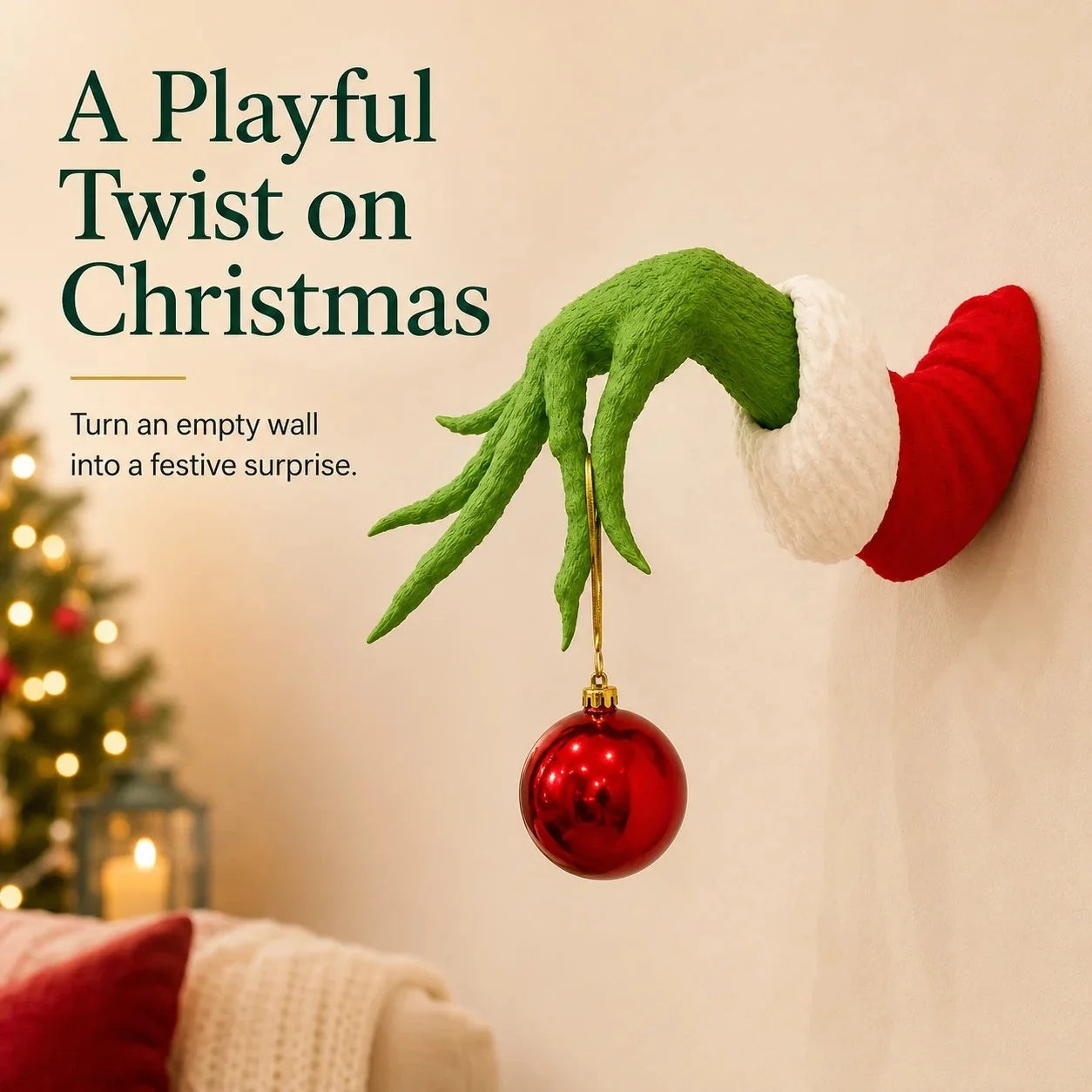 Purpose-Built Green Monster Hand Wall Mount Ornament Holder