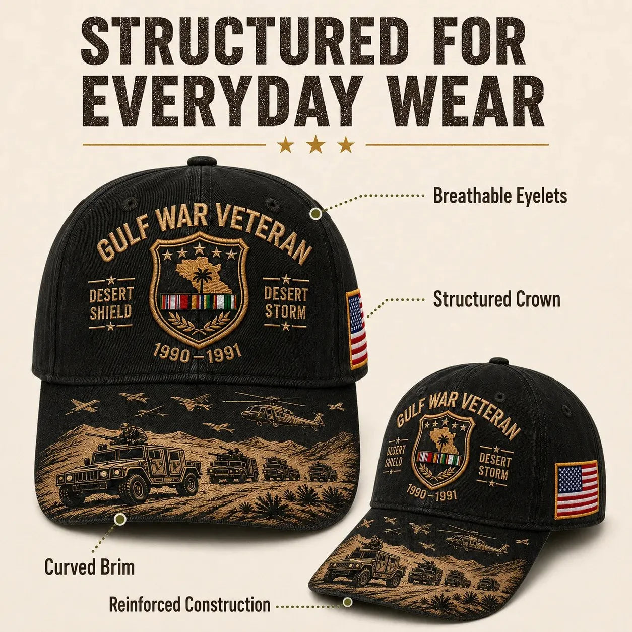 Distinctive Gulf War Veteran Desert Shield & Desert Storm
