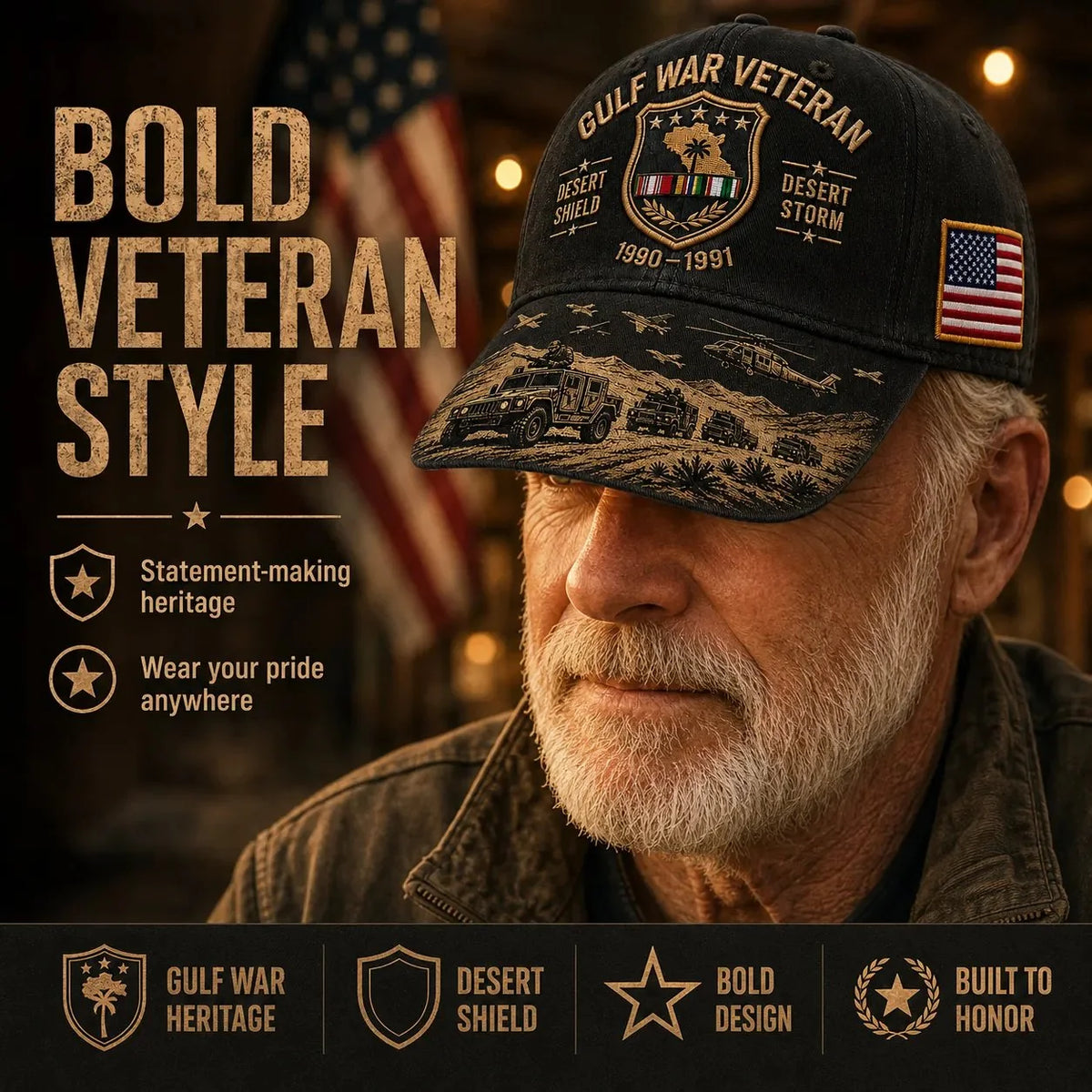 Distinctive Gulf War Veteran Desert Shield & Desert Storm