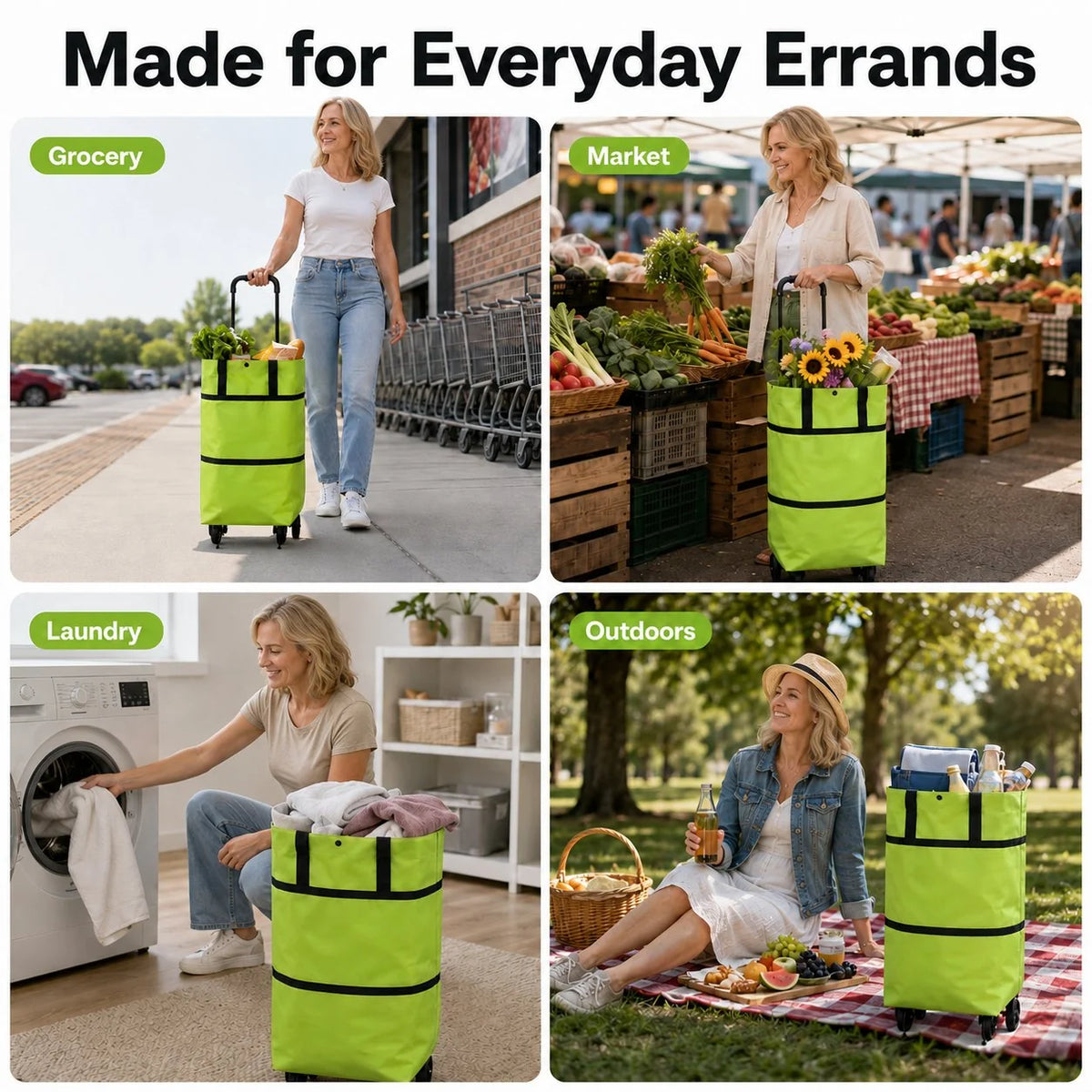 Distinctive Large-capacity folding push-pull shopping bag - The