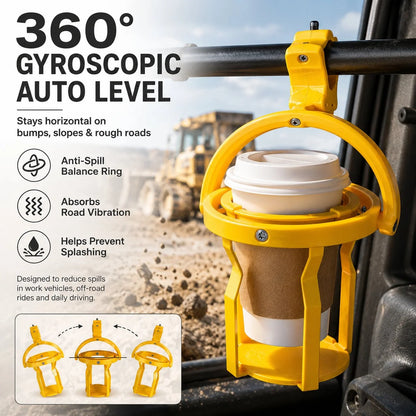 Vehicle-Ready Gyroscopic Anti-Spill Clamp-On Cup Holder – 360° Auto