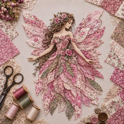 Floral Fairy Fabric Collage Kit with Dimensional Wings