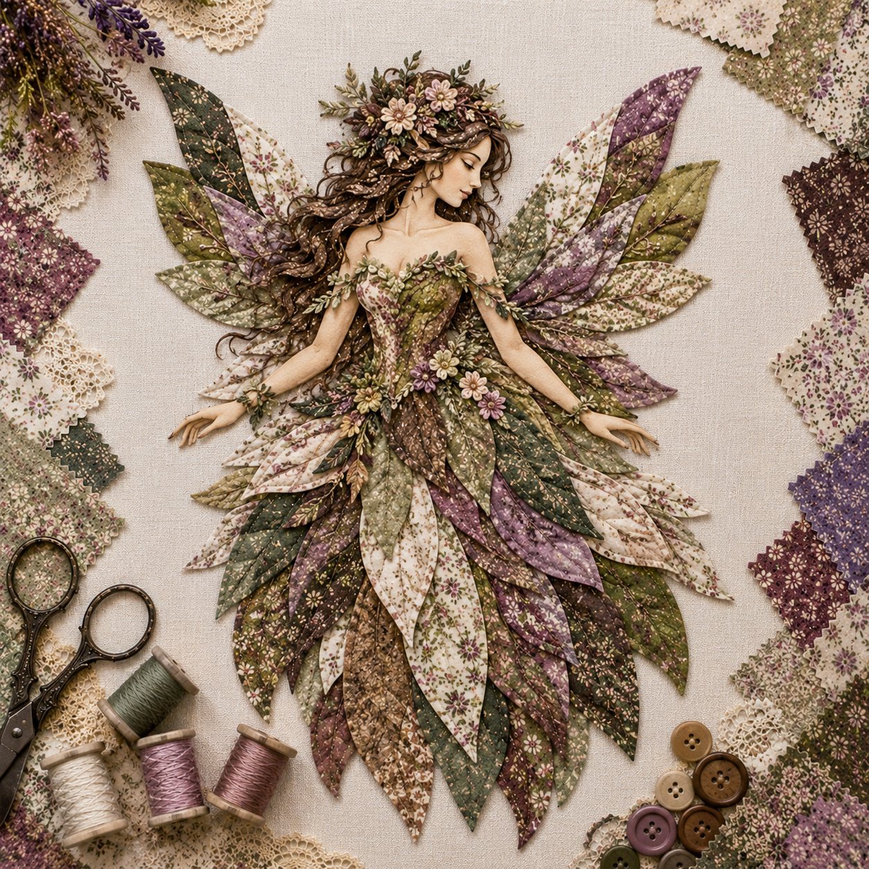 Floral Fairy Fabric Collage Kit with Dimensional Wings