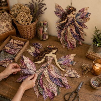 Floral Fairy Fabric Collage Kit with Dimensional Wings
