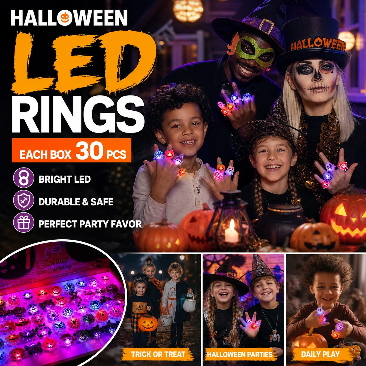 Decorative LED Light Glowing RingSet of 50 PCS for Focused Lighting