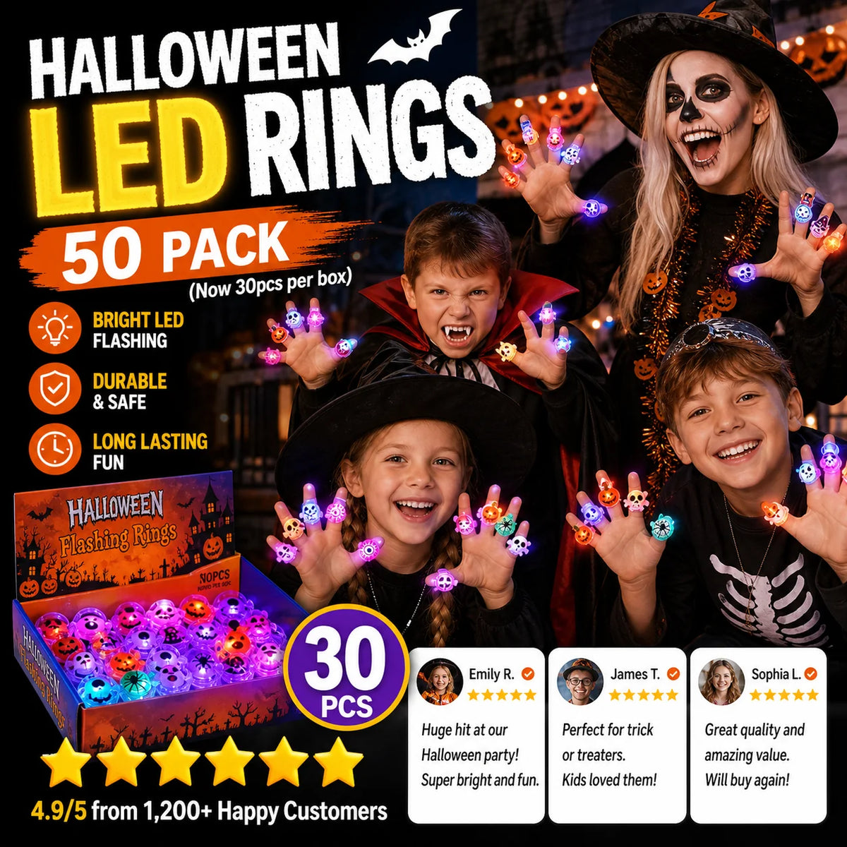 Decorative LED Light Glowing RingSet of 50 PCS for Focused Lighting