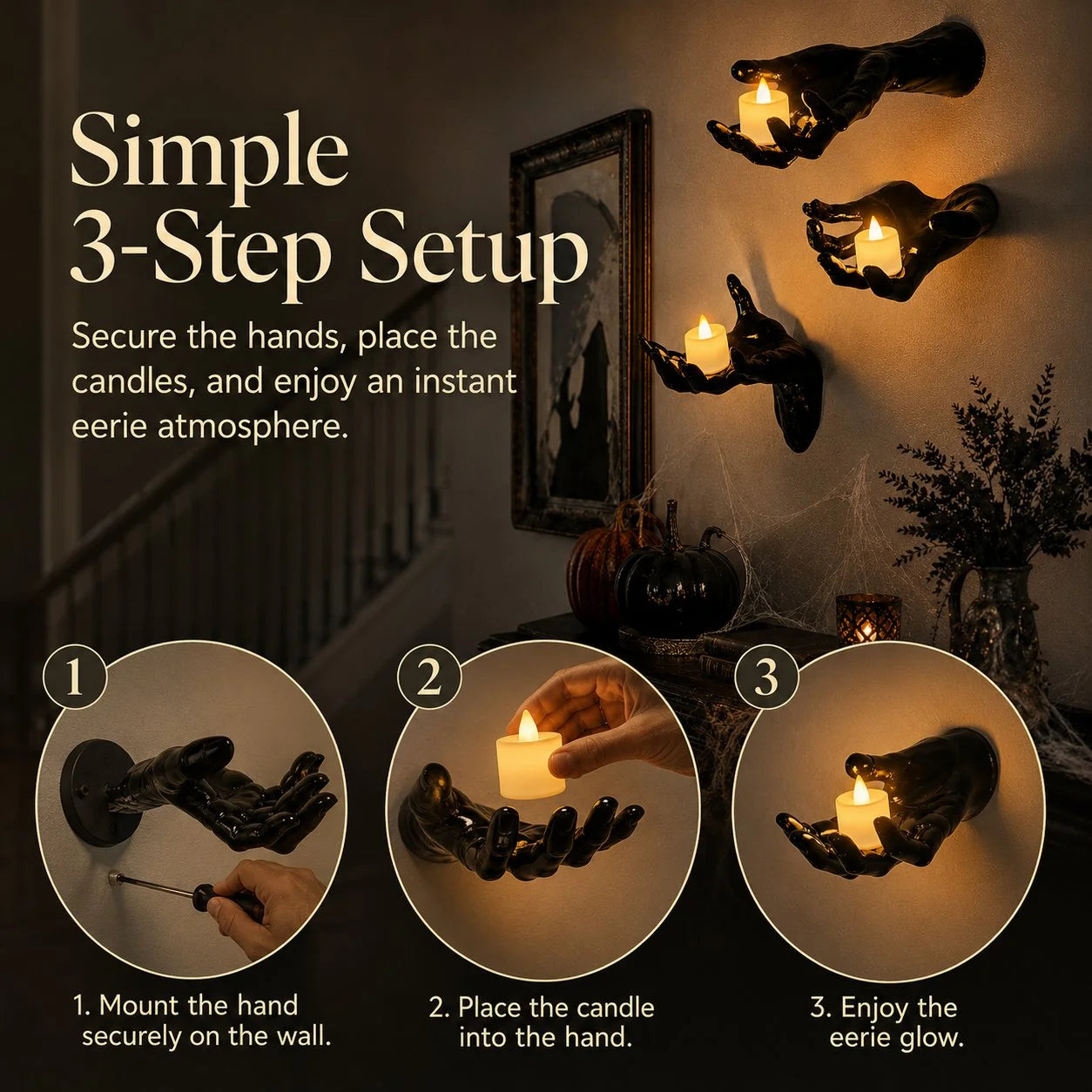 Decorative Decorations, Pack of 3 Wall Mounted Creepy Reaching Hands