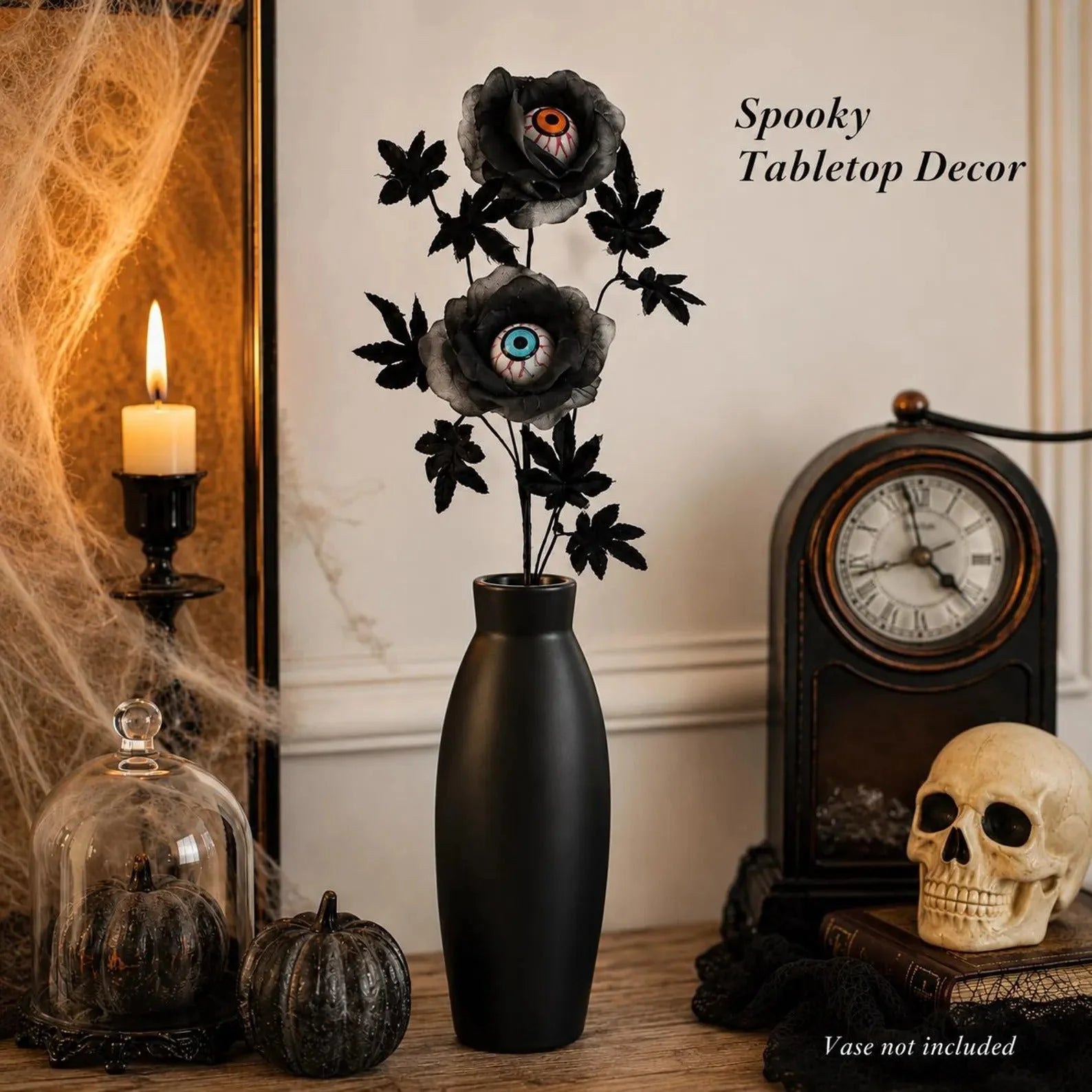Dark Gothic Eyeball Rose Stem for Spooky Halloween Home Decor