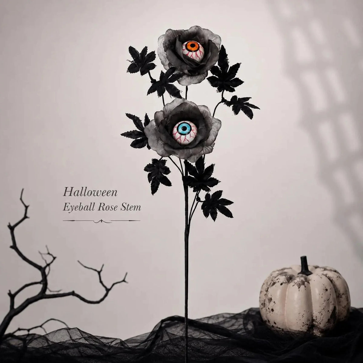 Dark Gothic Eyeball Rose Stem for Spooky Halloween Home Decor
