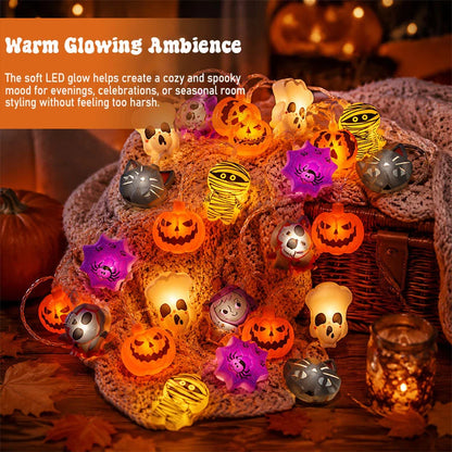 LED Pumpkin String Lights for a Spooky Indoor Glow
