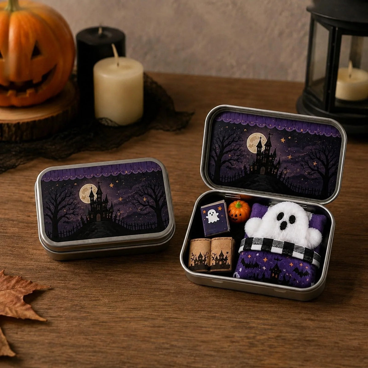 Purpose-Built Mini Ghost Tin Box Set - Cute Spooky Travel