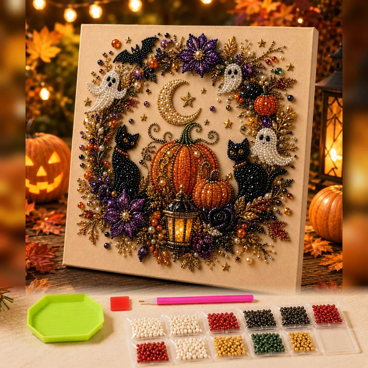 Tiny-Pearl Halloween Craft Kit for Making Playful Spooky Art