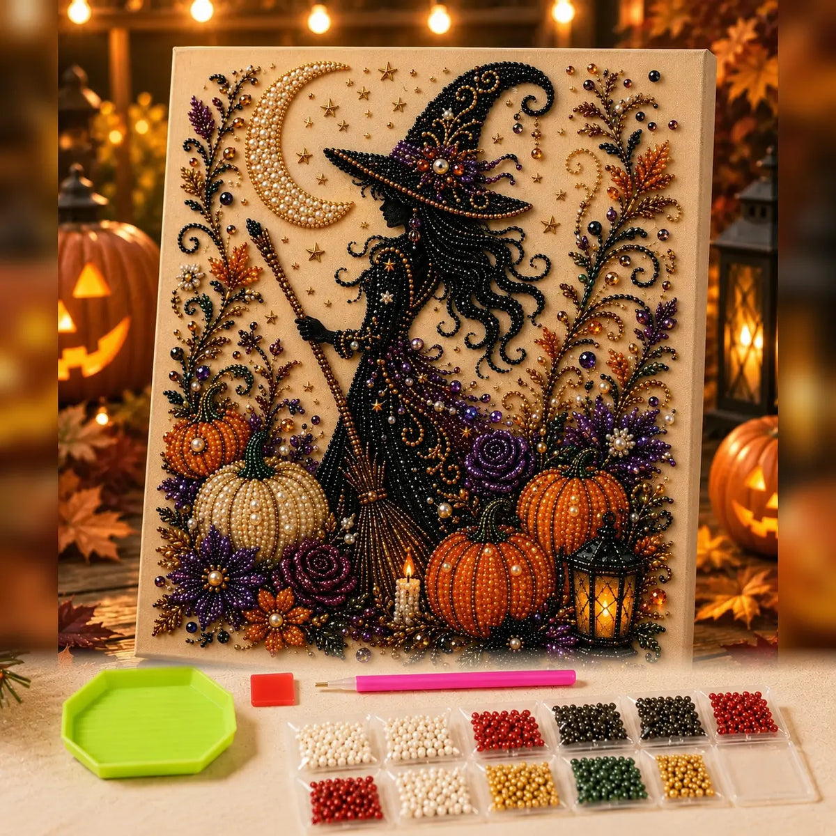 Tiny-Pearl Halloween Craft Kit for Making Playful Spooky Art