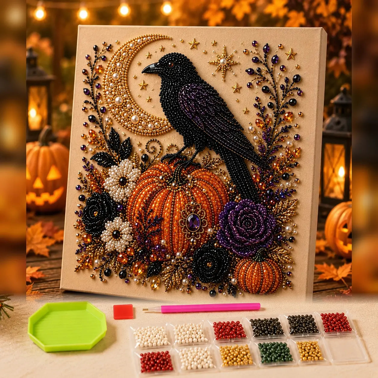 Tiny-Pearl Halloween Craft Kit for Making Playful Spooky Art