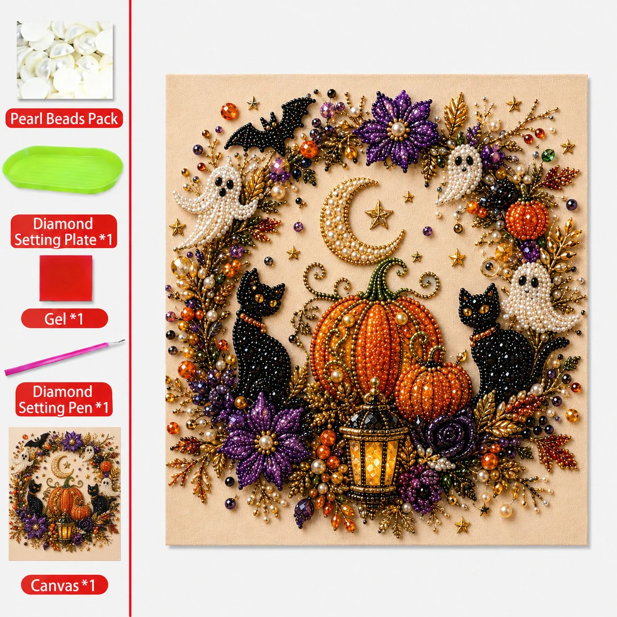 Tiny-Pearl Halloween Craft Kit for Making Playful Spooky Art