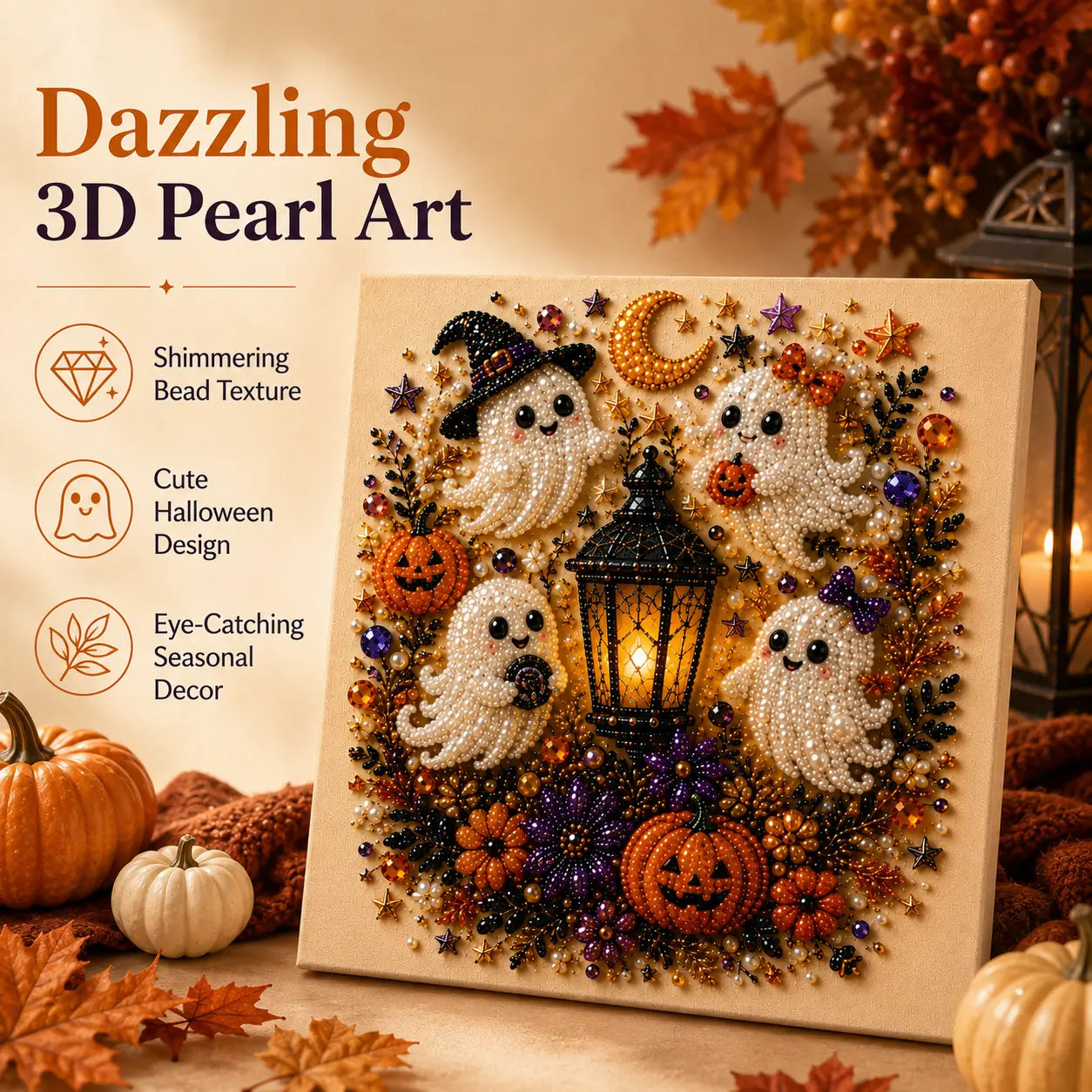 Tiny-Pearl Halloween Craft Kit for Making Playful Spooky Art