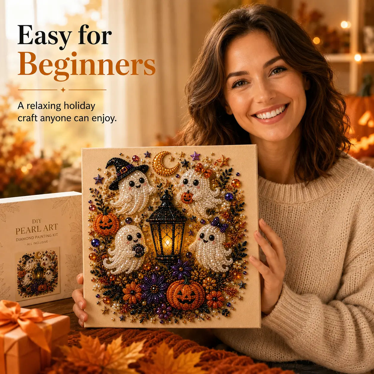 Tiny-Pearl Halloween Craft Kit for Making Playful Spooky Art