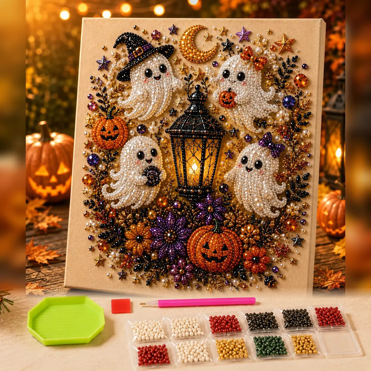 Tiny-Pearl Halloween Craft Kit for Making Playful Spooky Art