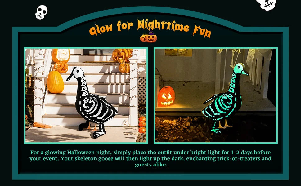 Skeleton Costume Outfit for 23-Inch Porch Goose Halloween Decor