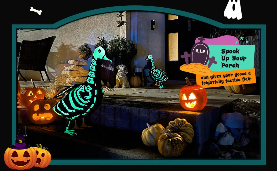 Skeleton Costume Outfit for 23-Inch Porch Goose Halloween Decor