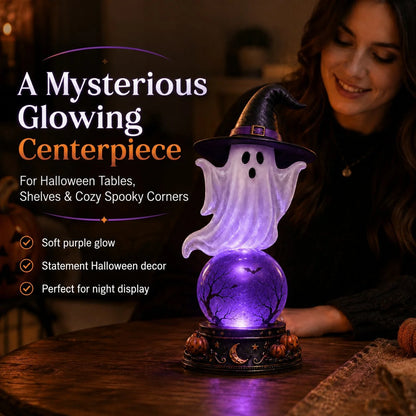 Decorative Raven Crystal Ball Lighted Decor for Focused Lighting