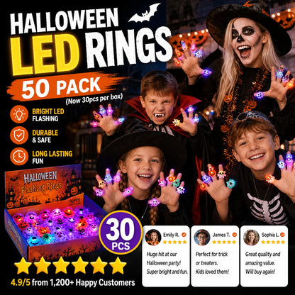 50-Piece LED Light-Up Ring Set for Parties and Night Events