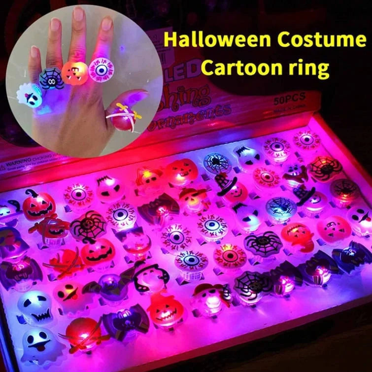 50-Piece LED Light-Up Ring Set for Parties and Night Events